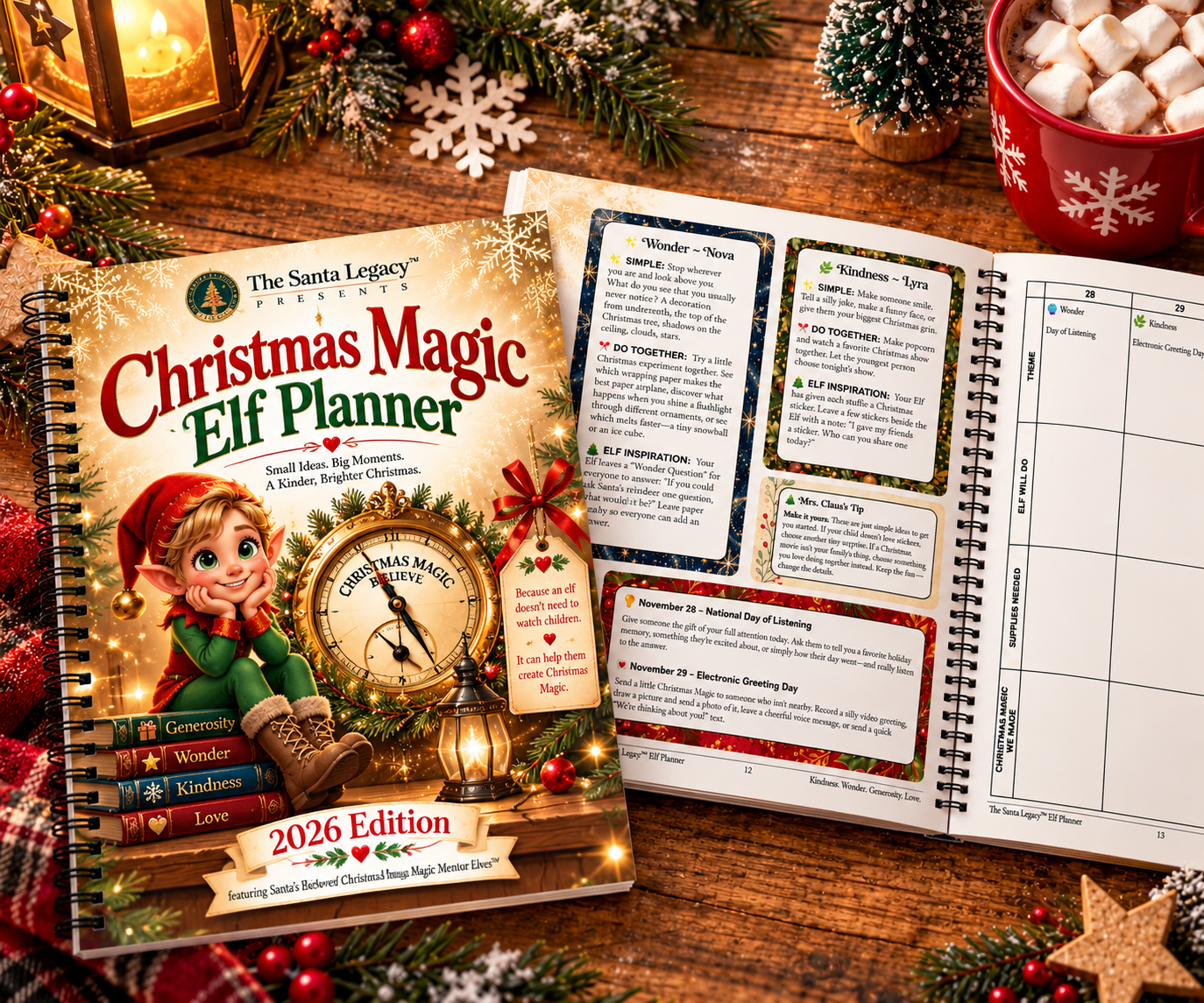 Christmas Magic Elf Planner Holiday Flat Lay